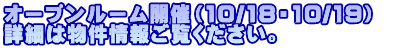 オープンルーム開催（10/18・10/19）　 詳細は物件情報ご覧ください。
